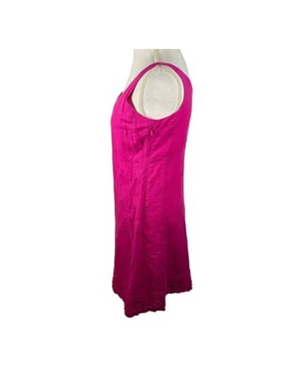 Eileen Fisher System Pink 100% Irish Linen Ruffle Hem Tank Dress Chic Size XS - Picture 3 of 11